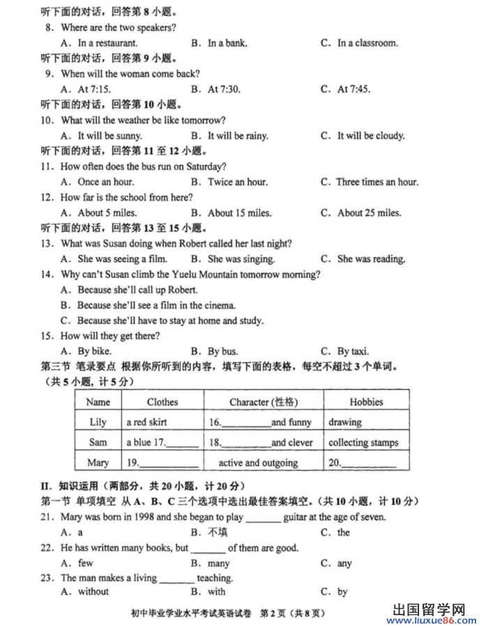 湖南长沙2013年中考开云（中国）试题（图片版）
